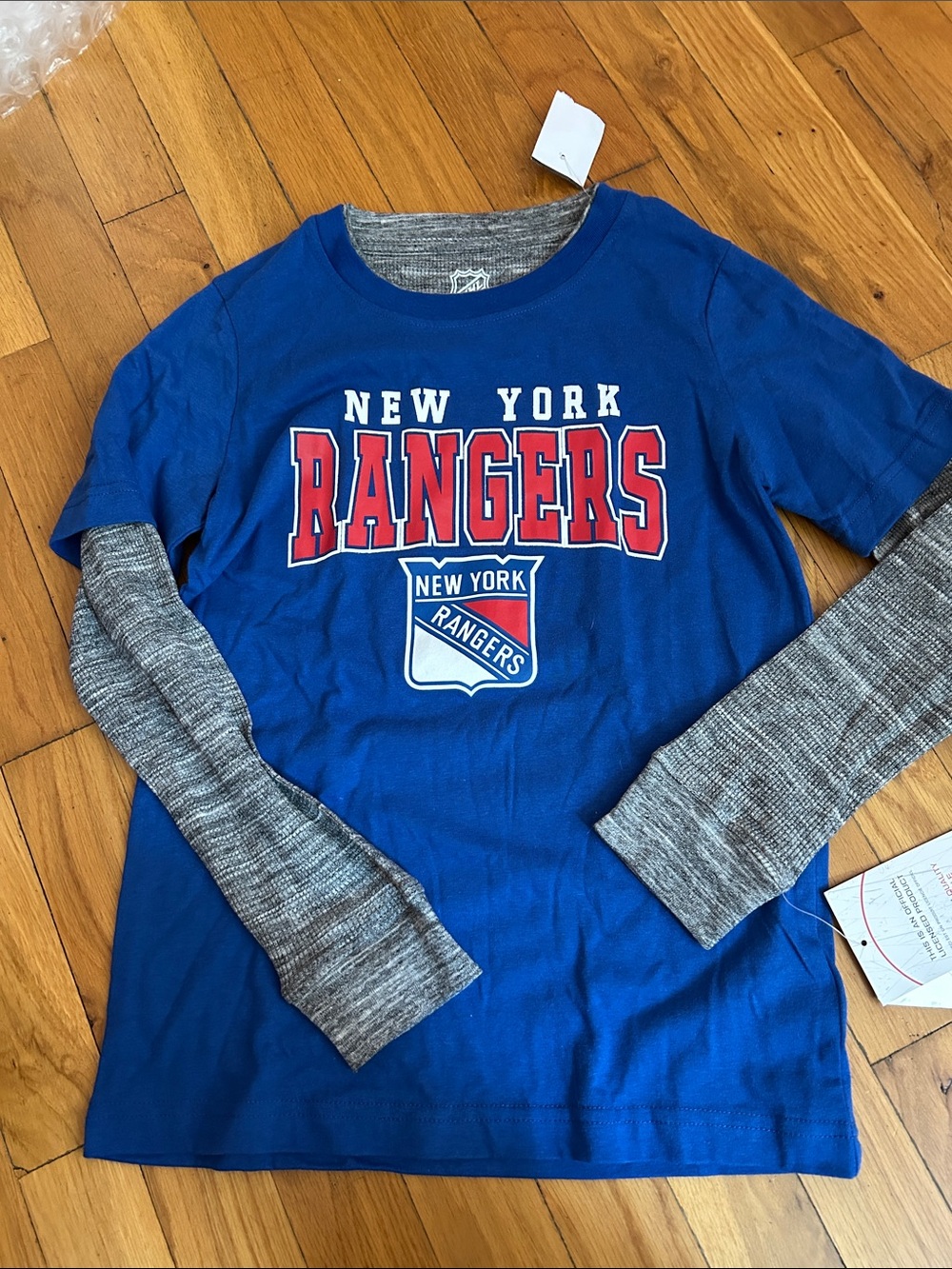 NHL Youth Blue New York Rangers Long Sleeve Layered-Look Tee